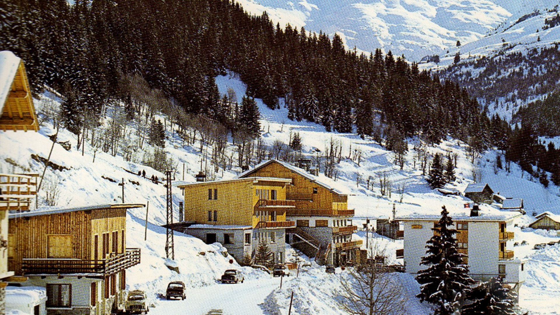 1970 landscaping snow close to our Hotel & Outdoor Swimming Pool in Meribel